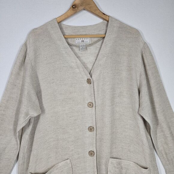 Vtg Campagnie Internationale Express Jacket Linen Blend Pockets Button Front | M - Picture 2 of 14